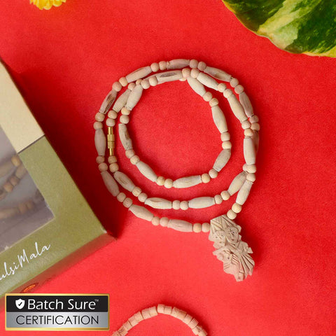 100% Original Charming Tulsi Mala with Radha Krishna Locket, made from sacred Tulsi wood beads, ideal for spiritual practice, meditation, and mantra chanting. India’s Premium Jap Mala Store - www.satvikworld.com