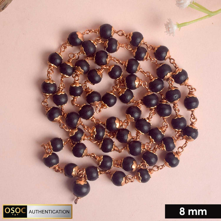 100% Original Govt. Certified 8mm Karungali Mala with Copper Capping for Spiritual Protection. India’s Largest Pooja Accessories Brand - www.satvikworld.com