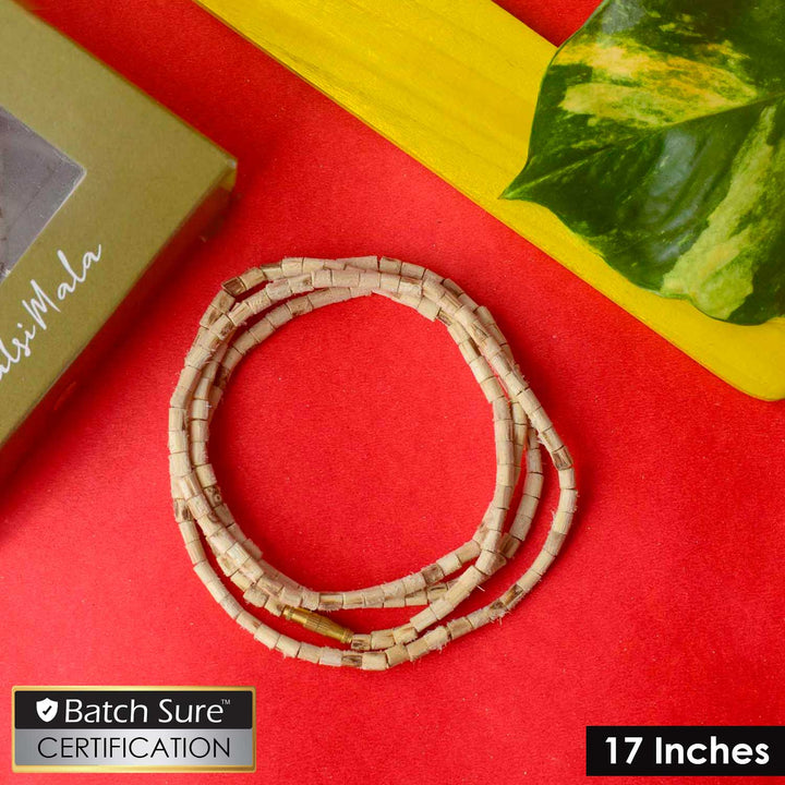 100% Original Tulsi Mala with flat beads, featuring 108+1 authentic beads, ideal for spiritual practices and meditation. Crafted with pure Tulsi wood, this mala enhances positivity and devotion. India’s Premium Jap Mala Store - www.satvikworld.com