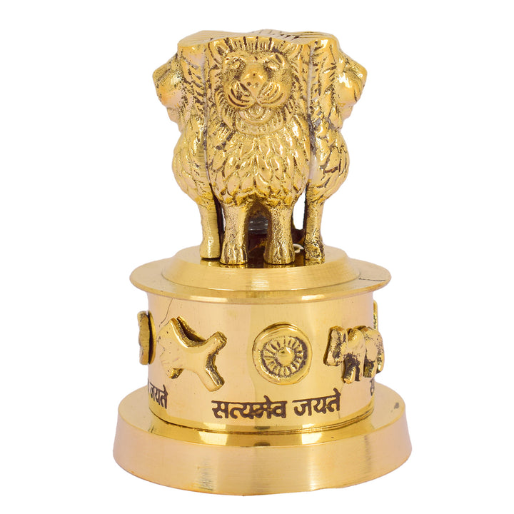 3 Inch Brass Ashoka Pillar – Miniature Indian Art Sculpture for Display Showpiece with Intricate Detailing – Ideal for Home & Office Décor, Cultural Gifting, and Traditional Displays | India’s Largest Brass Idols Brand – www.satvikworld.com