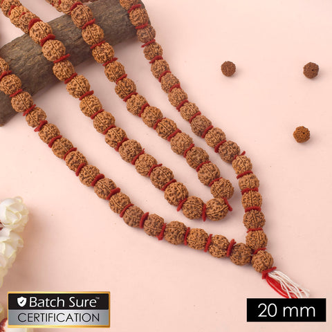 5 Mukhi Rudraksha Kantha Mala with 54 Natural Beads in Velvet Thread for Spiritual Wear. India’s Premium Jap Mala Store - www.satvikworld.com
