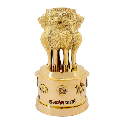 6 Inch Brass Ashoka Pillar Showpiece - Decorative Symbol of India – Ideal for Home & Office Décor, Cultural Gifting, and Traditional Displays | India’s Largest Brass Idols Brand – www.satvikworld.com.