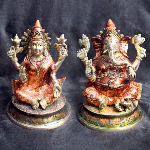 Beautiful handcrafted brass Lakshmi Ganesh idol for home temple and festive pooja. India’s Largest Brass Idols Brand - www.satvikworld.com