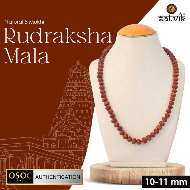 Original 8 Mukhi Rudraksha Mala – 108 Beads for Obstacle Removal, Success & Protection. India’s Premium Jap Mala Store - www.satvikworld.com