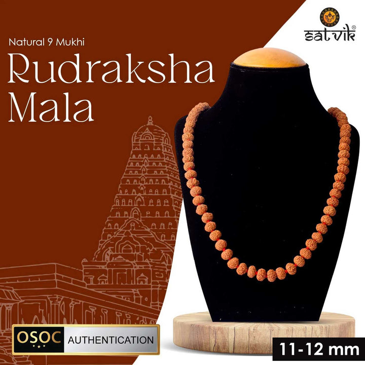 Original 9 Mukhi Rudraksha Mala – 108 Beads for Strength, Protection & Spiritual Power.India’s Premium Jap Mala Store - www.satvikworld.com
