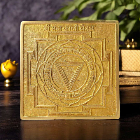 Asht Dhatu Shree Mahakali Yantra featuring powerful protective geometry, crafted for spiritual defense, fear removal, and divine blessings of Goddess Kali. India’s Largest Pooja Accessories Brand - www.satvikworld.com