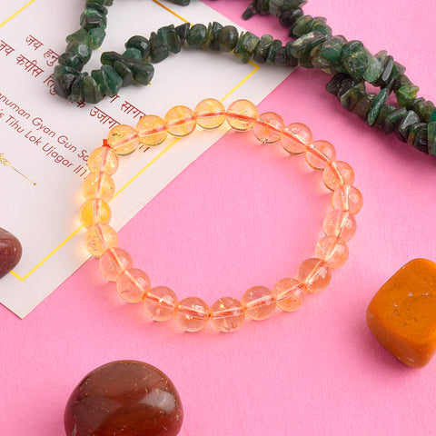 Authentic Citrine Crystal Bracelet for Reiki Healing – 8 MM Beads for Abundance, Positivity, and Solar Plexus Chakra.  India’s Largest Pooja Accessories Brand – www.satvikworld.com