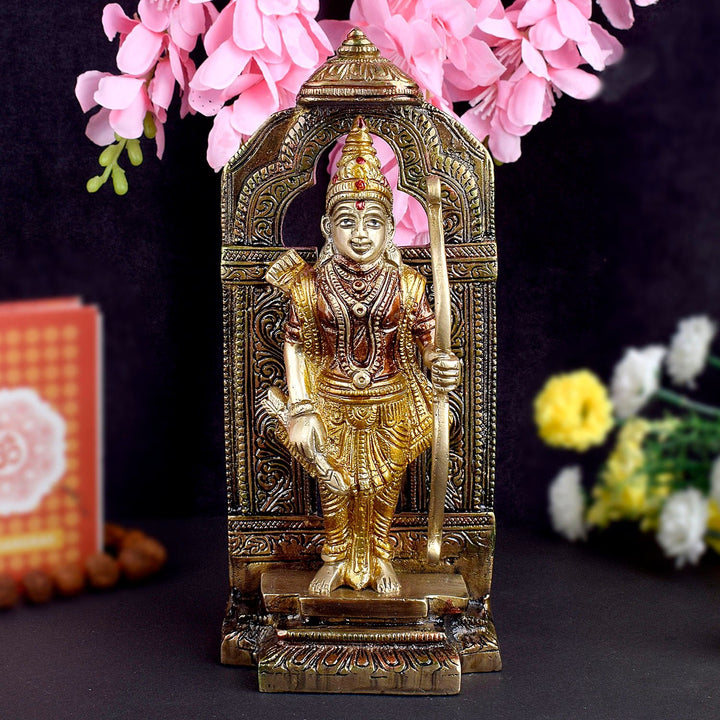 Brass Ram Idol with Bow in Colored – Exquisite Brass Statue of Lord Ram Holding a Bow, Symbolizing Courage, Righteousness, and Divine Power, Beautifully Colored Detailing for Enhanced Spiritual Worship, Perfect for Temple, Home Decor, and Puja, Intricately Crafted Ram Idol for Mandir Decoration, Buy Colored Brass Ram Statue Online, Affordable God Statue Prices | India’s Largest Pooja Accessories Brand – www.satvikworld.com