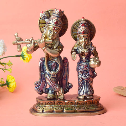 6.7 Inch Sacred Radha Krishna Idol – Divine Brass Statue of Lord Radha and Krishna, Depicting the Eternal Embrace of Love, Devotion, and Spiritual Bliss, Perfect for Temple, Home Decor, and Spiritual Worship, Handcrafted with Intricate Detailing for a Sacred Touch, Ideal for Puja and Mandir Decoration, Buy Radha Krishna Idol Online, Affordable God Statue Prices | India’s Largest Pooja Accessories Brand – www.satvikworld.com