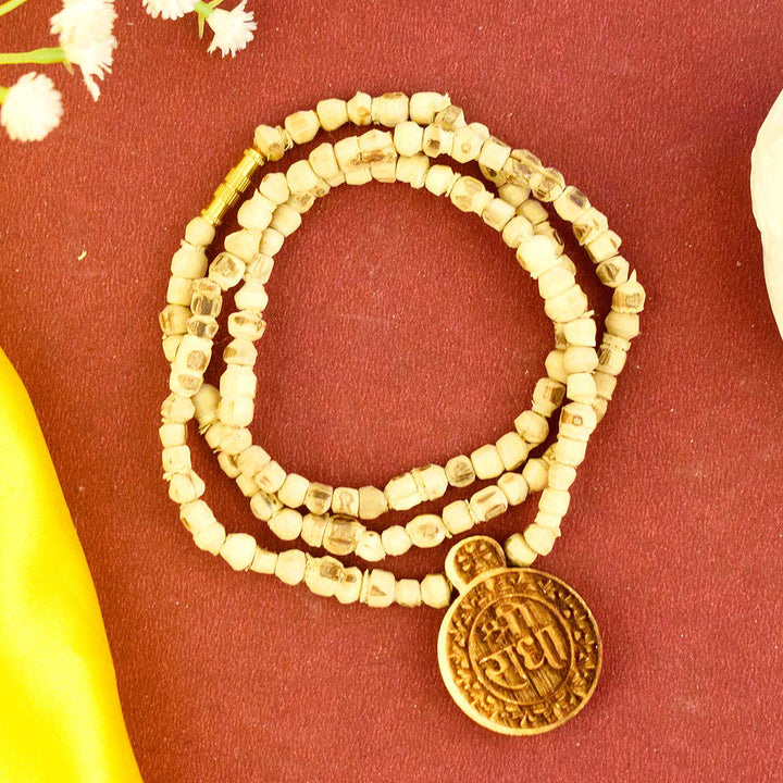 100% Original Tulsi Mala with Shri Radha Wooden Locket – Sacred Tulsi beads with devotional wooden Radha locket for prayer, chanting, and spiritual focus. India’s Largest Pooja Accessories Brand - www.satvikworld.com