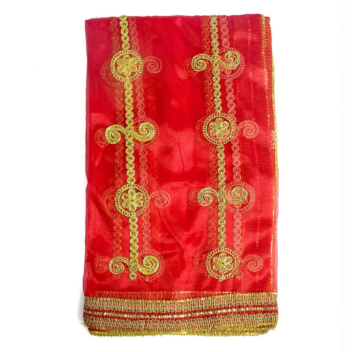 Add a touch of elegance to your pooja rituals with this exquisite Pink and Gold Mata Chunri, sized 225 cm x 104 cm. Featuring vertical golden motifs with intricate detailing and a shimmering border, it is perfect for Devi pooja, temple decor, and religious ceremonies during Navratri, Diwali, and other festivals.
Shop now at satvikworld.com for premium Hindu pooja essentials delivered across the USA.