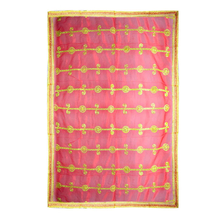 Add a touch of elegance to your pooja rituals with this exquisite Pink and Gold Mata Chunri, sized 225 cm x 104 cm. Featuring vertical golden motifs with intricate detailing and a shimmering border, it is perfect for Devi pooja, temple decor, and religious ceremonies during Navratri, Diwali, and other festivals.
Shop now at satvikworld.com for premium Hindu pooja essentials delivered across the USA.
