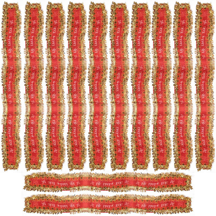 raditional Red and Gold "Jai Mata Di" Patti with Swastik and Mantra Print – 95x6 cm (37.4x2.4 inches), perfect for Navratri, temple decoration, and festive celebrations in the USA.