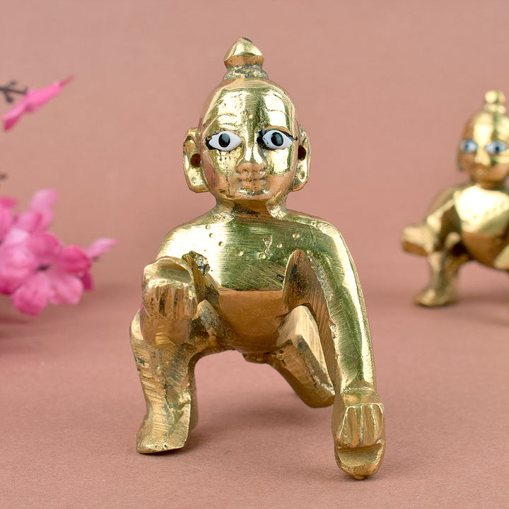 Brass Laddu Gopal Idol (Size 1) Puja Store Online Pooja Items Online Puja Samagri Pooja Store near me www.satvikworld.com