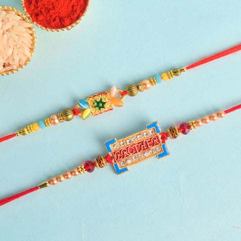 Set of 2 Traditional Rakhis for Brothers with Roli Chawal and Ram Sita Stickers – Raksha Bandhan Gift Pack. India’s Largest Pooja Accessories Brand - www.satvikworld.com