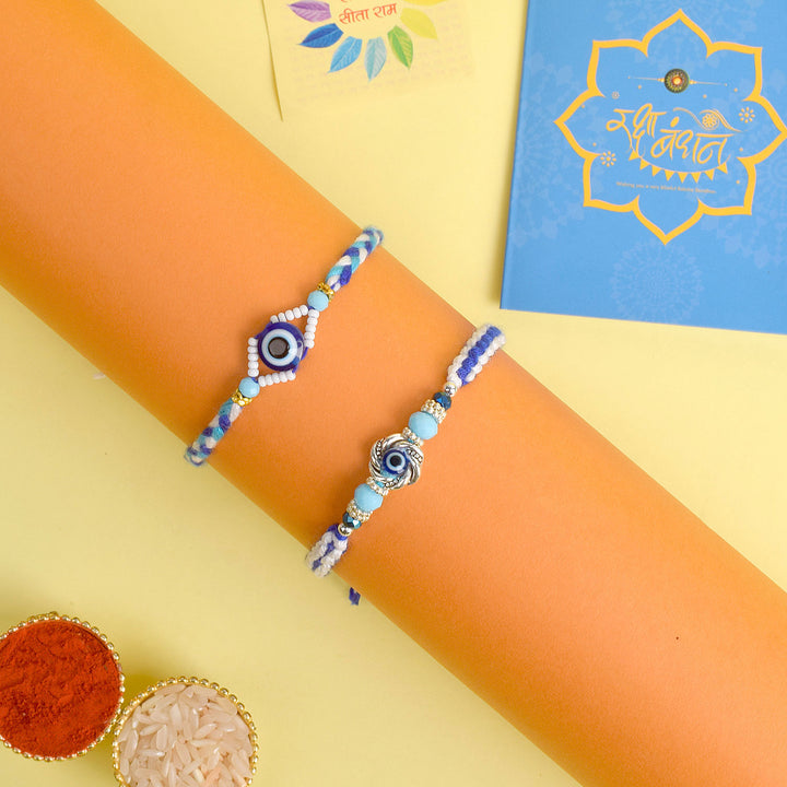 Set of 2 Traditional Rakhis for Brothers with Roli Chawal and Ram Sita Stickers – Raksha Bandhan Gift Pack. India’s Largest Pooja Accessories Brand - www.satvikworld.com