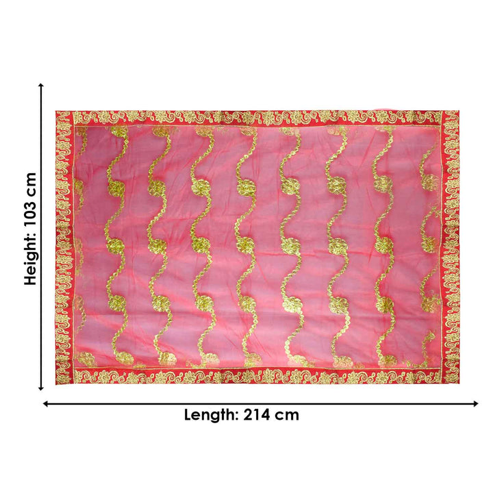 Enhance your pooja rituals with this elegant Pink and Gold Mata Chunri, sized 214 cm x 103 cm. Featuring golden wave-like patterns and a decorative border, it is ideal for Devi pooja, temple decor, and religious ceremonies during Navratri, Diwali, and other festive celebrations.
Shop now at satvikworld.com for premium Hindu pooja essentials delivered across the USA.