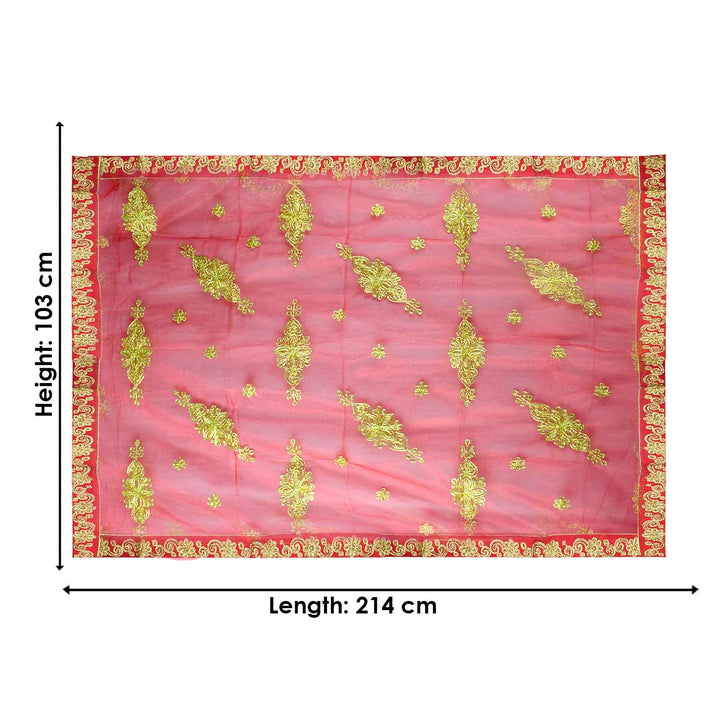 Enhance your pooja altar with this elegant Pink and Gold Mata Chunri, measuring 214 cm x 103 cm. Adorned with intricate gold embroidery and a decorative red border, it is ideal for Devi pooja, temple decor, and religious ceremonies during Navratri, Diwali, and other auspicious events.
Shop now at satvikworld.com for premium Hindu pooja essentials delivered across the USA.