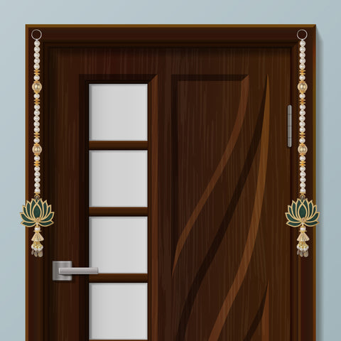 Elegant Lotus with Pearls Door Side Hanging for Ethnic Festive Decor and Pooja Room Decoration. India’s Largest Pooja Accessories Brand – www.satvikworld.com