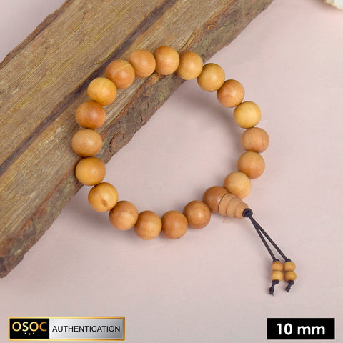 Elegant handcrafted White Chandan Bracelet made from pure white sandalwood beads, offering peace, emotional calm, and spiritual clarity—perfect for meditation, pooja, or daily wear. India’s Largest Pooja Accessories Brand - www.satvikworld.com