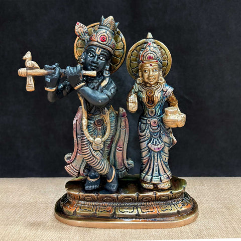6.7 Inch Radha Krishna Idol for Spiritual Bliss – Exquisite Brass Statue of Lord Radha and Krishna, Symbolizing Divine Love, Harmony, and Spiritual Enlightenment, Perfect for Temple, Home Decor, and Spiritual Worship, Handcrafted with Intricate Detailing for a Sacred Touch, Ideal for Puja and Mandir Decoration, Buy Radha Krishna Idol Online, Affordable God Statue Prices | India’s Largest Pooja Accessories Brand – www.satvikworld.com