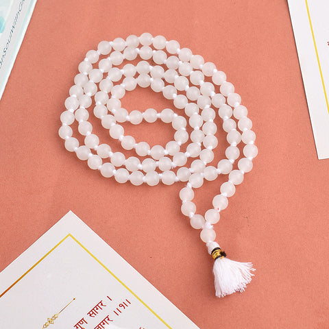 Hakik Jap Mala (White) – A Spiritual Healing Mala for Peace, Clarity, and Emotional Balance. India’s Premium Hakik Jap Mala Store - www.satvikworld.com