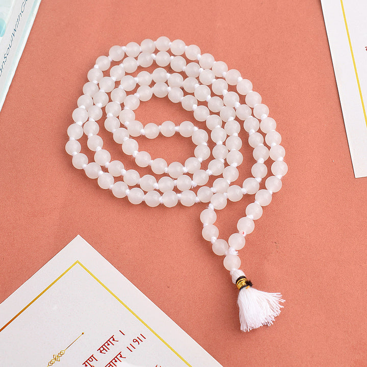 Hakik Jap Mala (White) – A Spiritual Healing Mala for Peace, Clarity, and Emotional Balance. India’s Premium Hakik Jap Mala Store - www.satvikworld.com