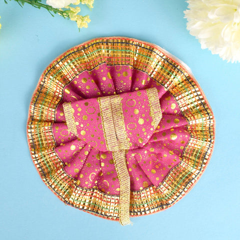 Laddu Gopal dressed in an enchantingly colored outfit, handcrafted with vibrant fabric and intricate details, perfect for festive decoration and pooja. India’s Largest Pooja Accessories Brand – www.satvikworld.com