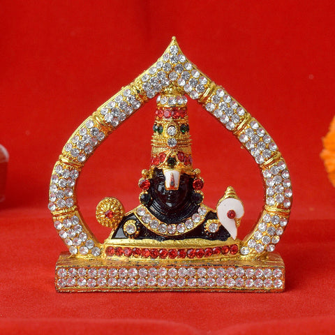 Metal Tirupati Balaji Idol showcasing Lord Venkateswara in a finely detailed standing posture, perfect for home temples and spiritual décor. India’s Largest Pooja Accessories Brand – www.satvikworld.com