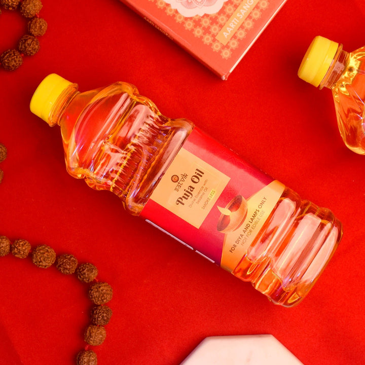 Puja oil bottle enriched with the natural goodness of sesame oil, specially made for sacred rituals and spiritual offerings. India’s Largest Pooja Accessories Brand – www.satvikworld.com