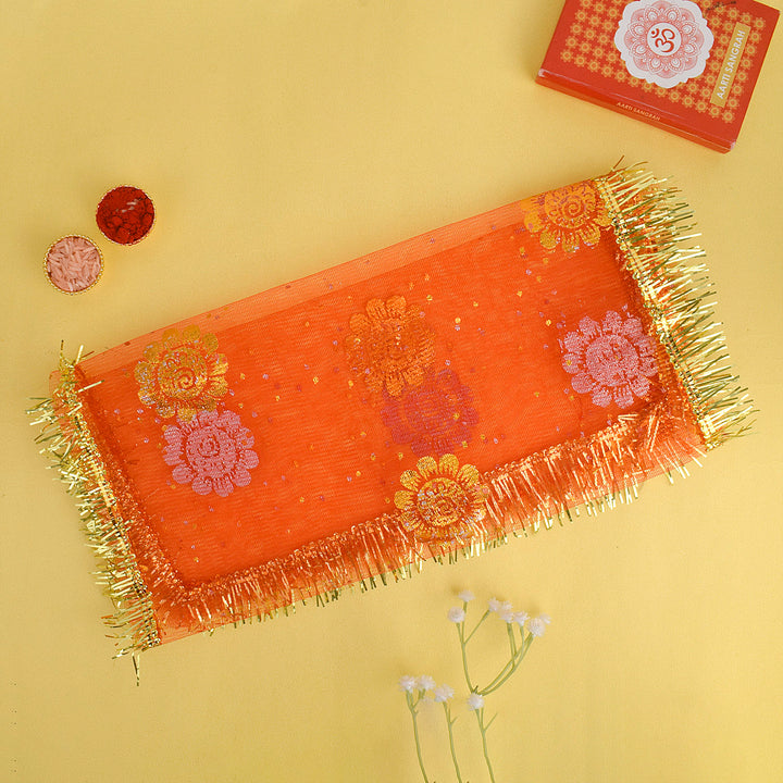 Elegant Red Floral Pattern Mata Chunni 24x12 Inch for Puja Decoration – India’s Largest Pooja Accessories Brand – www.satvikworld.com