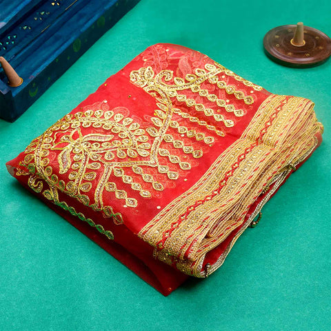 Enhance your spiritual rituals with this Pink and Gold Chunri, measuring 188 cm (74 inches) in length and 108 cm (42.5 inches) in height. Adorned with intricate golden motifs and decorative patterns, this divine prayer cloth is perfect for Devi pooja, temple decoration, or religious ceremonies. Ideal for Navratri, Diwali, Karva Chauth, and special occasions, it adds a sacred touch to your home mandir or altar.
🛍️ Shop now  on Satvikworld.com for authentic Indian puja essentials.