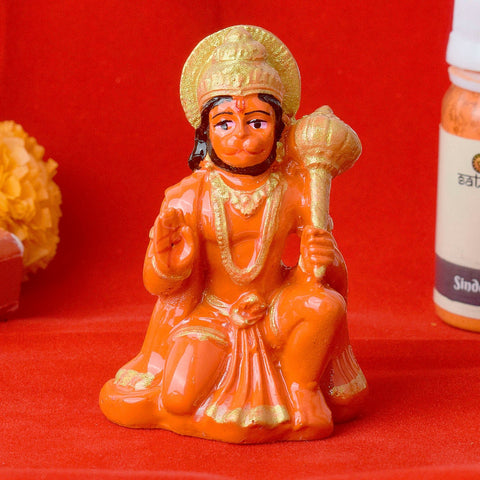 Sitting Hanuman Idol, beautifully crafted in brass, symbolizing strength, devotion, and protection, is perfect for spiritual and home decor.