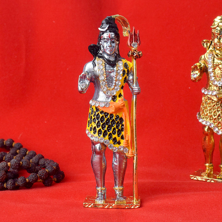 Standing Shiv Idol in elegant grey finish, capturing the divine aura of Lord Shiva in a calm and powerful posture, perfect for home temple decor, spiritual gifting, and pooja celebrations. India’s Largest Pooja Accessories Brand – www.satvikworld.com