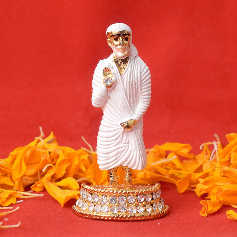 Standing Sai Baba Idol - A majestic standing statue of Shirdi Sai Baba, crafted to perfection, symbolizing his grace and wisdom. India’s Largest Pooja Accessories Brand – www.satvikworld.com