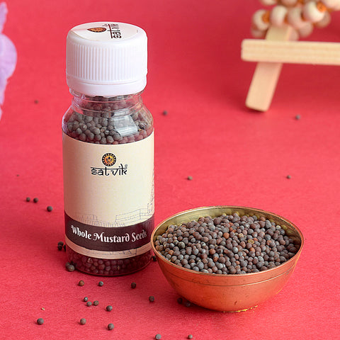 Whole mustard seeds (Sabut Sarso) used in Hindu pooja rituals for offerings, hawan, and other spiritual practices.India’s Largest Pooja Accessories Brand – www.satvikworld.com