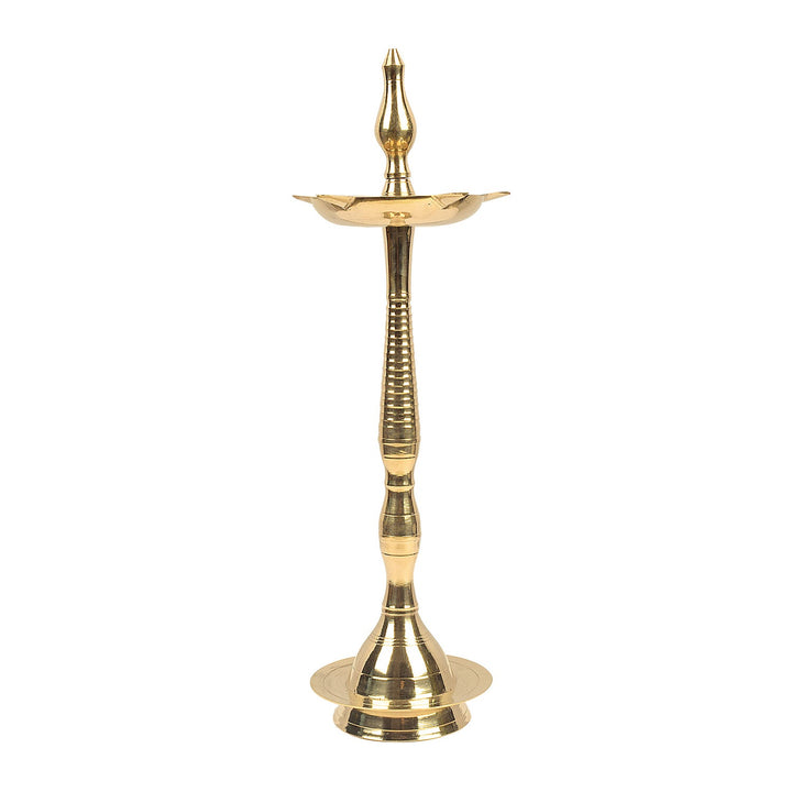 16.5 Inch Brass Kerala Diya Samai Lamp – Elegant traditional brass lamp designed for pooja, temple rituals, and auspicious inaugurations. India’s Largest Pooja Accessories Brand – www.satvikstore.in