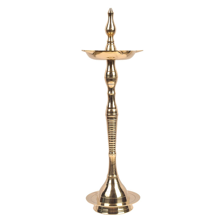 18.5 Inch Brass Kerala Diya Samai Lamp – Handcrafted traditional brass lamp ideal for temples, inaugurations, and festive rituals. India’s Largest Pooja Accessories Brand – www.satvikstore.in