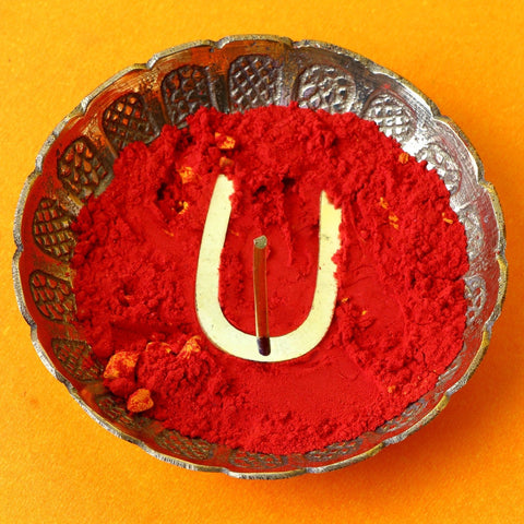 Brass U Shape Tilak Stamp Deity Ornament designed for traditional pooja rituals, featuring a precise U-shaped design for applying tilak on the forehead during spiritual ceremonies and daily worship. India’s Largest Pooja Accessories Brand – www.satvikworld.com
