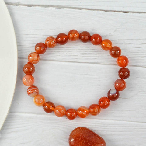 Authentic Carnelian Crystal Bracelet for Reiki Healing – 8 MM Beads for Vitality, Motivation, and Sacral Chakra Activation. 
India’s Largest Pooja Accessories Brand – www.satvikworld.com
