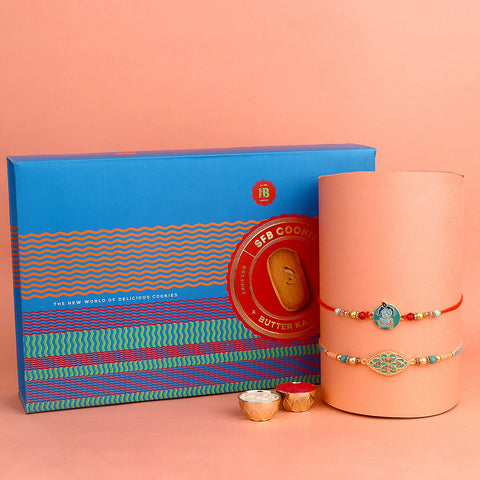 Image of a beautifully designed Rakhi with sweets, the perfect combination of tradition and sweetness for Raksha Bandhan celebration. Shop now at SatvikStore.in. #Rakhi #RakhiOnline #SendRakhi #DesignerRakhi #BeautifulRakhi #LatestRakhi #NewRakhi #ModernRakhi"