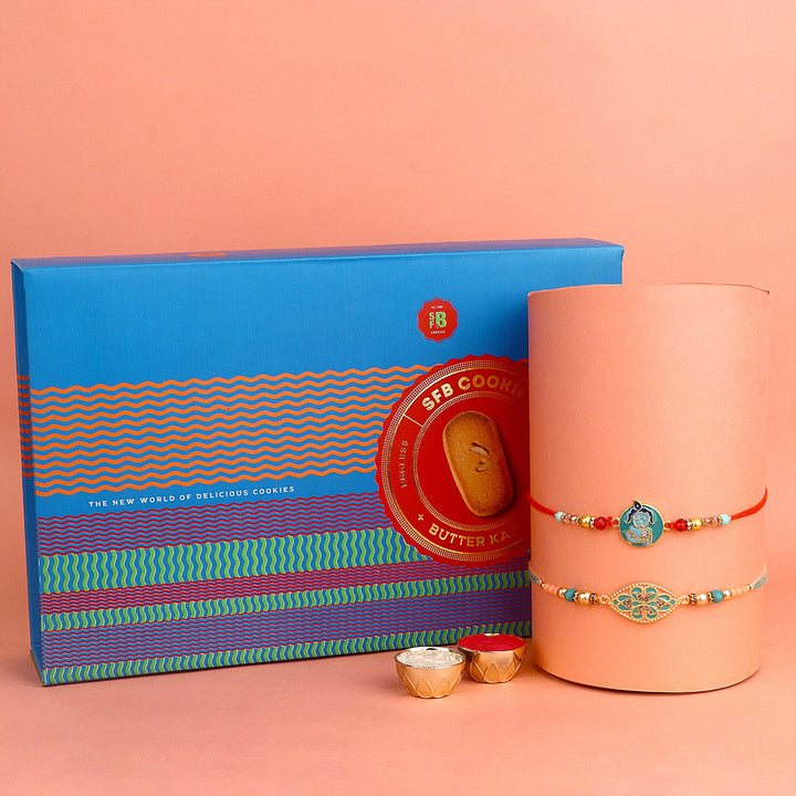 Image of a beautifully designed Rakhi with sweets, the perfect combination of tradition and sweetness for Raksha Bandhan celebration. Shop now at SatvikStore.in. #Rakhi #RakhiOnline #SendRakhi #DesignerRakhi #BeautifulRakhi #LatestRakhi #NewRakhi #ModernRakhi"