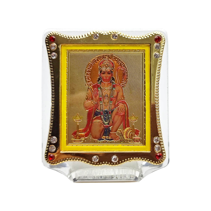 Lord Hanuman spiritual frame for car dashboard, symbolizing strength, devotion, and protection during journeys. India’s Largest Pooja Accessories Brand – www.satvikworld.com