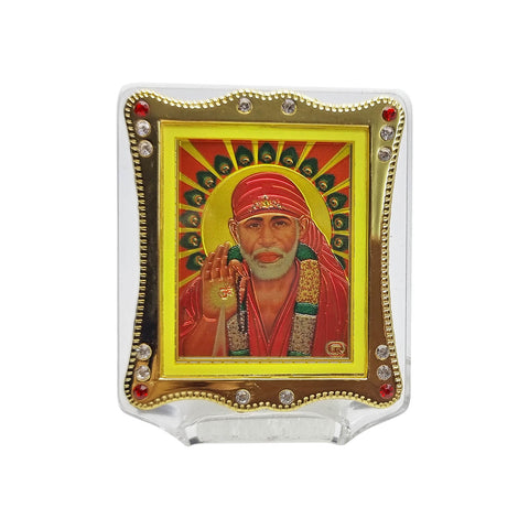 Shirdi Sai Baba framed photo for car dashboard, ideal for blessings and protection while traveling. India’s Largest Pooja Accessories Brand – www.satvikworld.com
