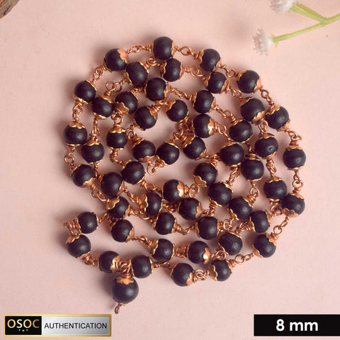 100% Original Govt. Certified 8mm Karungali Mala with Copper Capping for Spiritual Protection. India’s Largest Pooja Accessories Brand - www.satvikworld.com