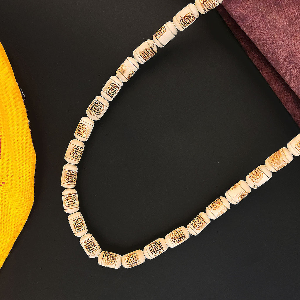 100% Pure Tulsi Wooden Mala with Engraved Radha Locket for Japa and Devotional Use. India’s Largest Brass Idols Brand - www.satvikworld.com 