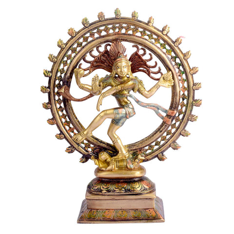 13.4 Inch Beautiful Natraj Brass Idol Brass Statue featuring intricate detailing, perfect for spiritual home decor, temple worship, and devotional gifting. India’s Largest Brass Idols Brand - www.satvikworld.com