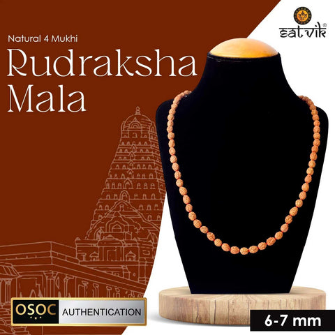  Original 4 Mukhi Rudraksha Mala – 108 Beads for Knowledge, Learning & Creativity.India’s Premium Jap Mala Store - www.satvikworld.com