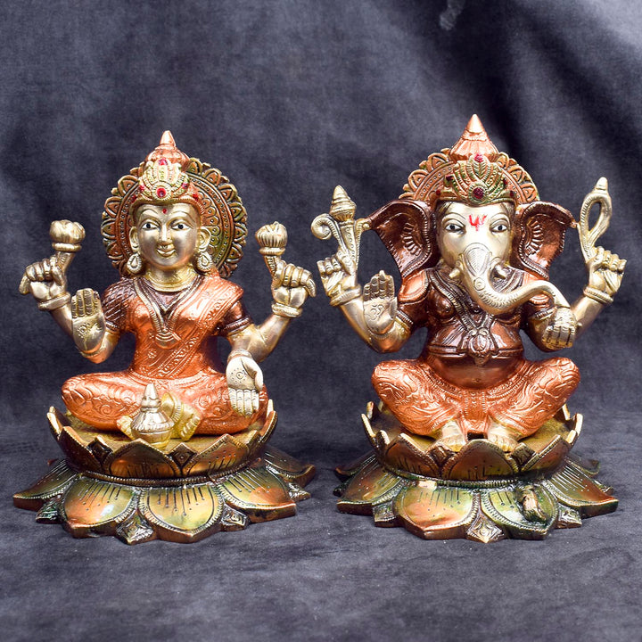 Beautiful handcrafted brass Lakshmi Ganesh idol for home temple and festive pooja. India’s Largest Brass Idols Brand - www.satvikworld.com