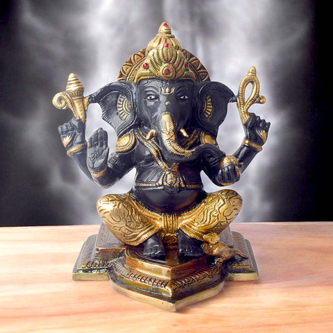 7.5 Inch Elegant Ganesh Idol Bringing Spiritual Blessings and Harmony, A Beautiful Brass Statue of Lord Ganesha, the Remover of Obstacles and the God of Wisdom. This Exquisite Idol is Perfect for Your Home Temple, Offering a Divine Presence and Positive Energy. Its Fine Craftsmanship and Symbolic Meaning Make It Ideal for Pooja and Decoration. India’s Largest Pooja Accessories Brand – www.satvikworld.com